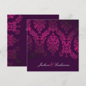 311-Dashing Damask Night Magenta Eggplant Einladung (Vorne/Hinten)