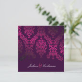 311-Dashing Damask Night Magenta Eggplant Einladung (Stehend Vorderseite)