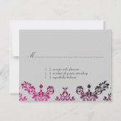 311-Dashing Damask Night Magenta Light Gray RSVP Karte (Rückseite)
