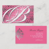 311-Dazzle ich Damast - b-Monogramm-Rosa Visitenkarte (Vorne/Hinten)