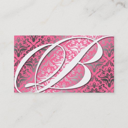 311-Dazzle ich Damast - b-Monogramm-Rosa Visitenkarte (Vorderseite)