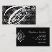 311-Dazzle ich Damast - c-Monogramm-Schwarzes Visitenkarte (Vorne/Hinten)
