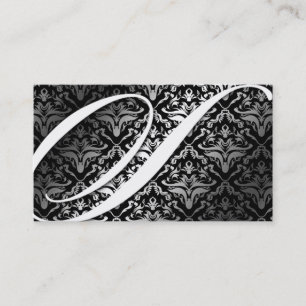 311-Dazzle ich Damast - s-Monogramm-Schwarzes Visitenkarte