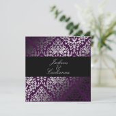 311-Dazzling Damask BlackBerry Einladung (Stehend Vorderseite)