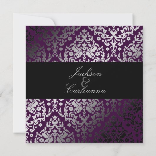 311-Dazzling Damask BlackBerry Einladung (Vorderseite)