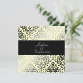 311-Dazzling Damask Buttercreme Einladung (Stehend Vorderseite)