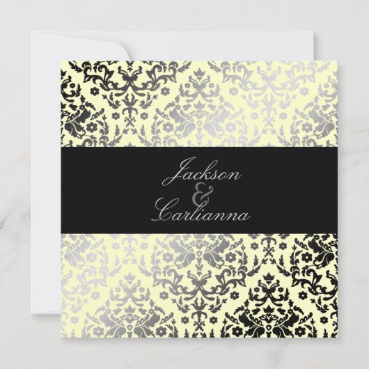 311-Dazzling Damask Buttercreme Einladung (Vorderseite)