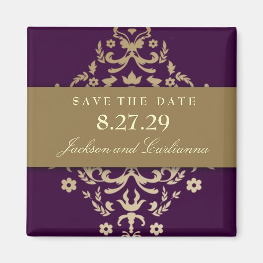 311-Dazzling Damask Gold Ivory Eggplant Magnet (Vorne)