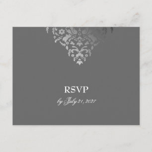 311-Dazzling Damask Gray Storm RSVP-Karte RSVP Karte