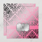 311 Dazzling Damask Pink Flamingo Einladung (Vorne/Hinten)