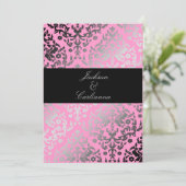 311 Dazzling Damask Pink Flamingo Einladung (Stehend Vorderseite)