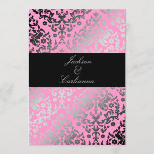 311 Dazzling Damask Pink Flamingo Einladung