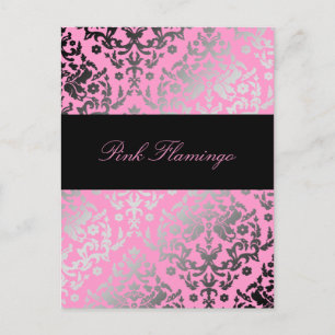 311-Dazzling Damask Pink Flamingo Postkarte