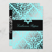 311 Dazzling Damask Türkis Blauer Star von David Einladung (Vorne/Hinten)