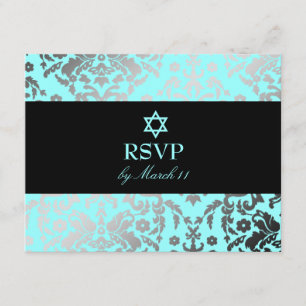 311 Dazzling Damask Türkis Blue Star von David RSVP Karte