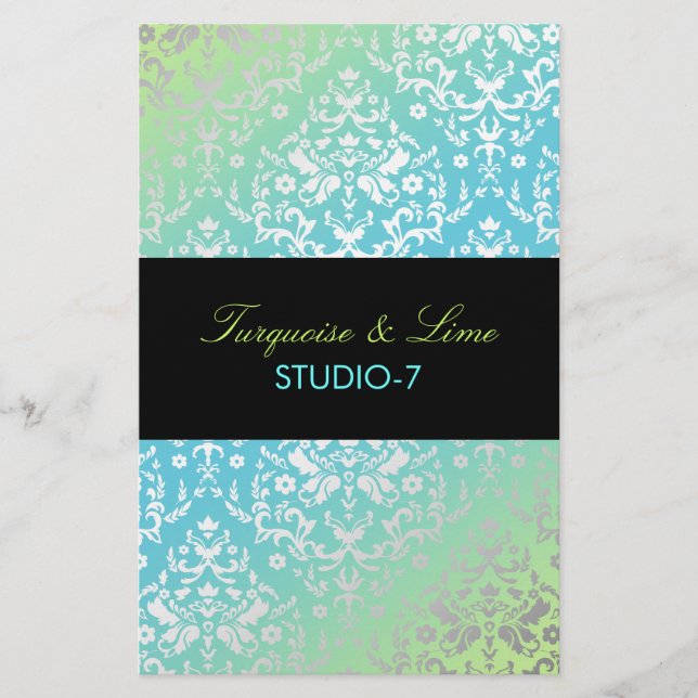 311 Dazzling Damask Türkis & Limon Black (Vorderseite)