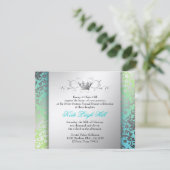 311-Dazzling Damask Türkis & Limon Schwarz Einladung (Stehend Vorderseite)