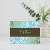 311 Dazzling Damask Türkis & Limone Postkarte (Stehend Vorderseite)