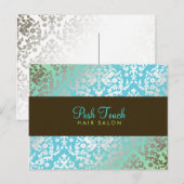 311 Dazzling Damask Türkis & Limone Postkarte (Vorne/Hinten)