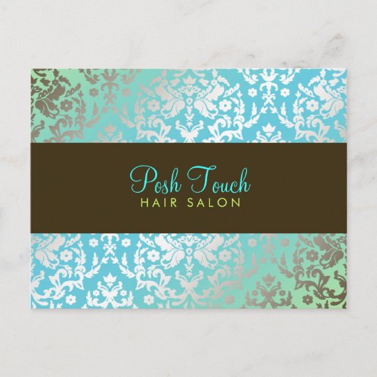 311 Dazzling Damask Türkis & Limone Postkarte (Vorderseite)