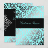 311 Dazzling Damask Türkisblau Einladung (Vorne/Hinten)
