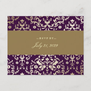 311-Dazzling Damask UAWG Gold Ivory Eggplant RSVP Karte