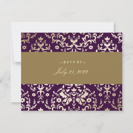 311-Dazzling Damask UAWG Gold Ivory Eggplant RSVP Karte (Vorderseite)