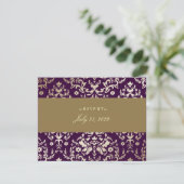 311-Dazzling Damask UAWG Gold Ivory Eggplant RSVP Karte (Stehend Vorderseite)