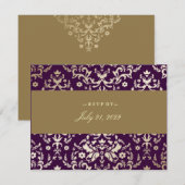 311-Dazzling Damask UAWG Gold Ivory Eggplant RSVP Karte (Vorne/Hinten)