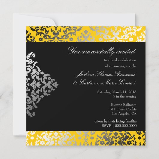311-Dazzling Damask Yellow Jacket Einladung (Rückseite)