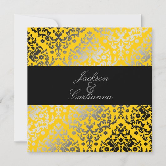 311-Dazzling Damask Yellow Jacket Einladung (Vorderseite)