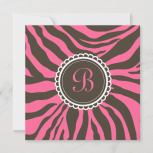 311- Delektbar Niedlich - Braun n'rosa Zebra Einladung