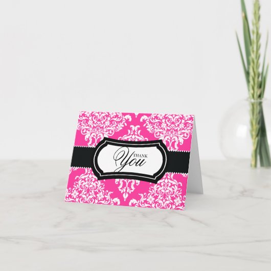 311 der reizende Dovey Damast danken Ihnen Pink Dankeskarte (Vorderseite)