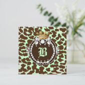 311 Diamant Medallion Leopard Braunschweig Grün Einladung (Stehend Vorderseite)