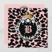 311 Diamant-Medallion-Leopardenpfirsich Einladung (Vorne/Hinten)