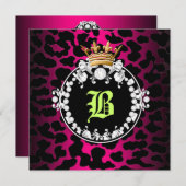 311 Diamond Medallion Leopard Hot Pink Limon Sass Einladung (Vorne/Hinten)