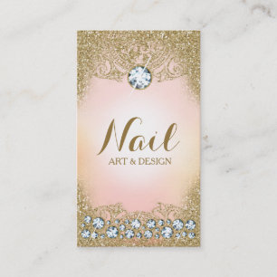311 Diamond Vintage Glam Gold Glitter Rosa Visitenkarte