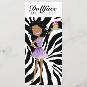 311 Dollface Nachtische Ebonie Zebra-Menü Menükarte