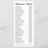 311 Dollface Nachtische Ebonie Zebra-Menü Menükarte (Rückseite)