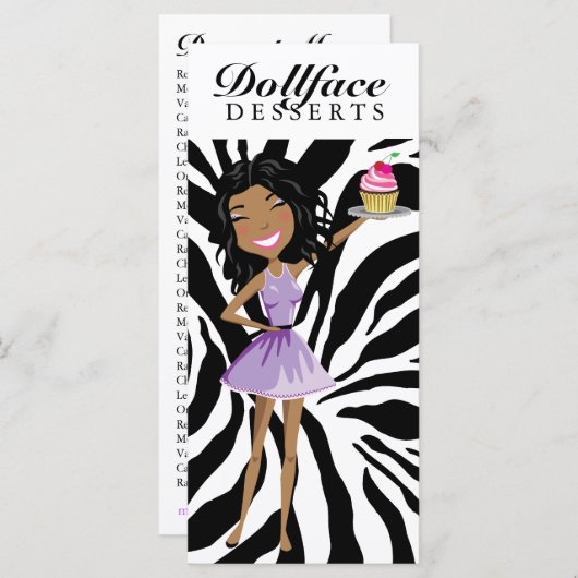 311 Dollface Nachtische Ebonie Zebra-Menü Menükarte (Vorne/Hinten)