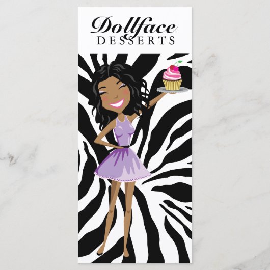 311 Dollface Nachtische Ebonie Zebra-Menü Menükarte (Vorderseite)