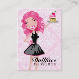311 Dollface Nachtischepinkie-Rosa-Damast 3,5 x 2 Visitenkarte