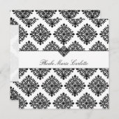 311 Einladung von Phoebe Cream & Black Damask (Vorne/Hinten)