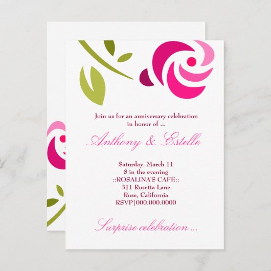 311-ELEGANTE PINK ROSE-EINLADUNG EINLADUNGSPOSTKARTE (Vorne/Hinten)