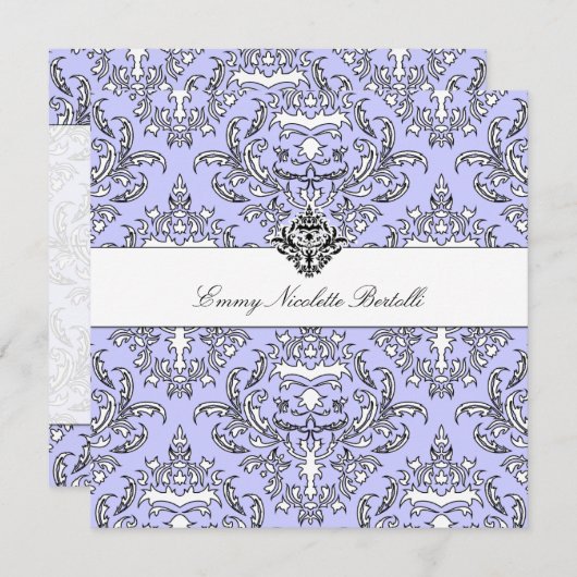 311-Emmy Perry Winkle Damask Einladung (Vorne/Hinten)