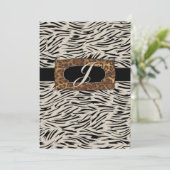 311-Fantastisches Dschungelzebra Monogramm Einladung (Stehend Vorderseite)