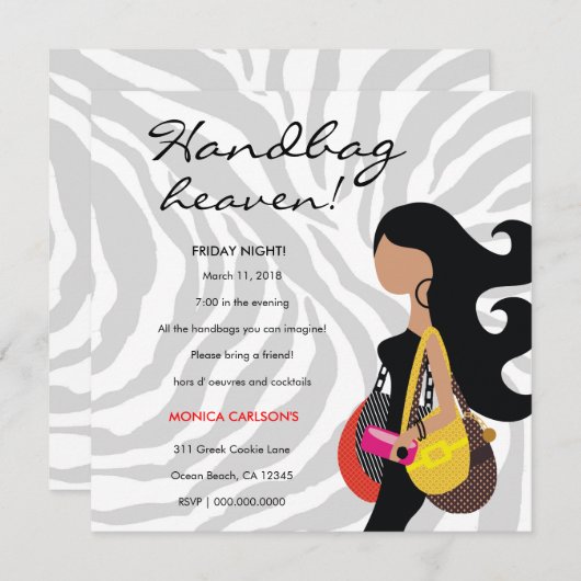 311-Fashionista Handbag Einladung (Vorne/Hinten)