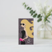 311 Fliegerfashionista-blonder Pink-Damast Visitenkarte (Stehend Vorderseite)