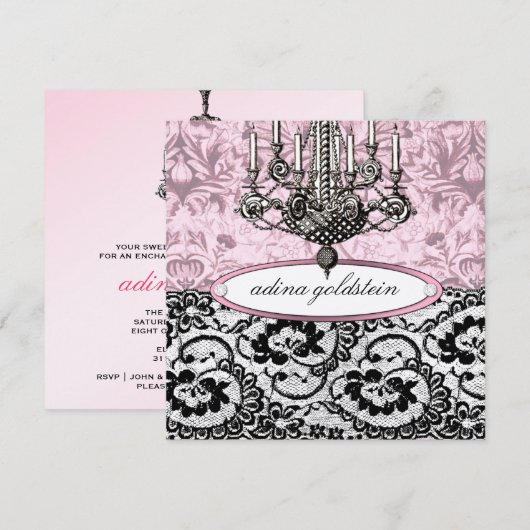 311-Französin Budoir| Vintag Pink - Einladung (Vorne/Hinten)