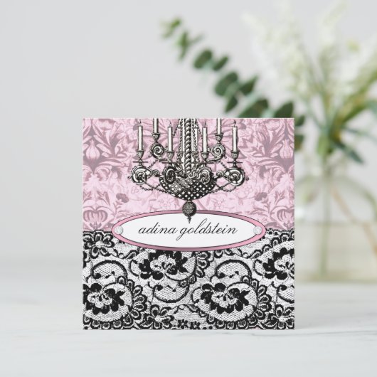 311-Französin Budoir| Vintag Pink - Einladung (Stehend Vorderseite)